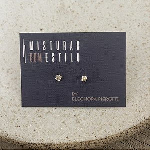 Brinco Mini Ponto de Luz Quadrado - Dourado