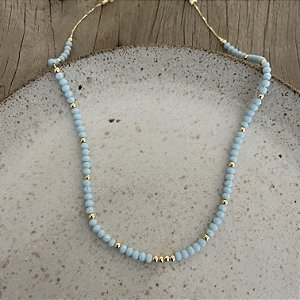 Colar Cristais Petra - Azul Bebê