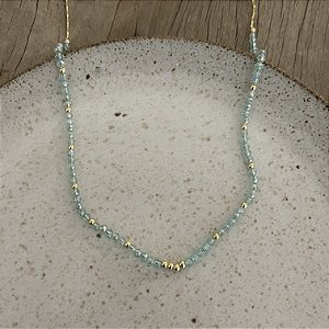 Colar Cristais Petra - Azul Semitransparente