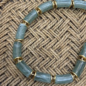 Colar Boho de Resina - Verde Água