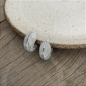 Argola Puff - Marfim Semi-Transparente - Ródio