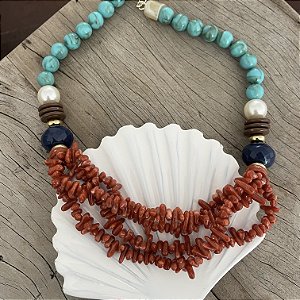 Colar Boho Mar - Coral
