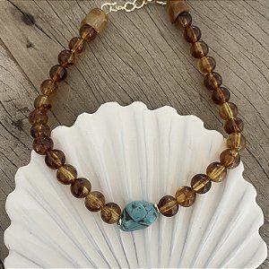 Colar Boho Esferas - Tartaruga