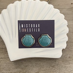 Brinco Concha - P - Verde Água