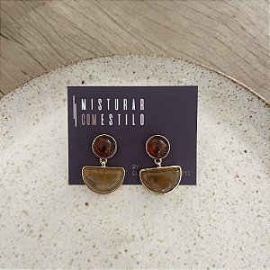 Brinco Petra Resina - Meia Lua - Âmbar