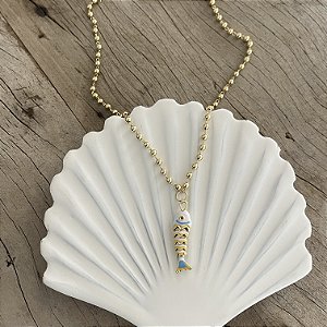 Colar Esferas Peixe - Branco