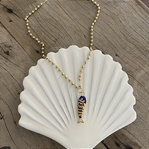 Colar Esferas Peixe - Azul