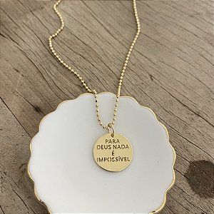 Colar Bolinhas - Medalha Para Deus Nada É Impossível