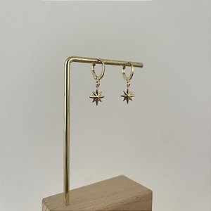 Argola Betina Estrela de Oito Pontas - Canelado
