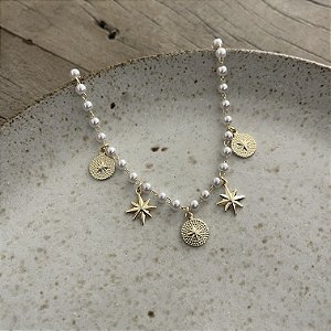 Pulseira Pérola Estrela de Oito Pontas