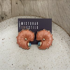 Brinco Caracol - Laranja Com Turquesa