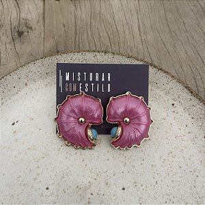 Brinco Caracol - Rosa Com Turquesa