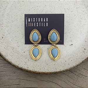 Brinco Petra Gota Duplo - Azul Bebê