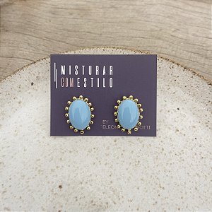 Brinco Aurora Resina Oval - P - Azul Bebê
