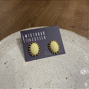 Brinco Aurora Resina Oval - P - Manteiga