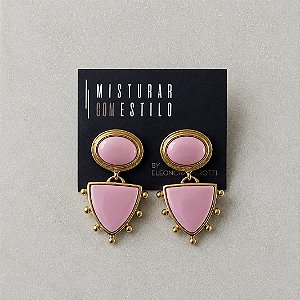 Brinco Aurora Duplo Triângulo - Rosa Bebê