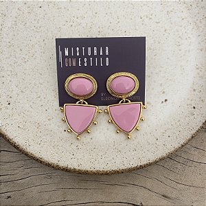 Brinco Aurora Duplo Triângulo - Rosa Bebê