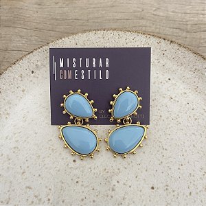 Brinco Aurora Duplo Gota - Azul Bebê