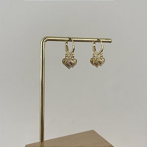 Argola Betina Corações Rendados - Dourada