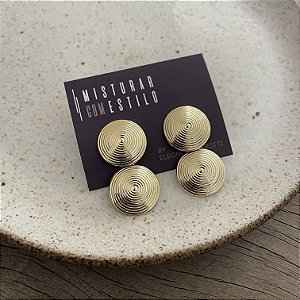 Brinco Disco Chapa Dupla - Dourado