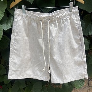 Short Trani - Linho Bege Rajado