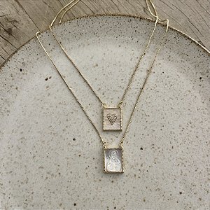 Escapulário Sagrado Madre-Pérola - Dourado