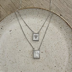 Escapulário Sagrado Madre-Pérola - Ródio