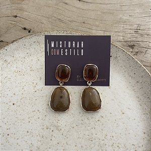 Brinco Boho Duplo - Âmbar e Caramelo