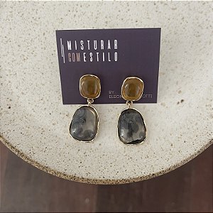 Brinco Boho Duplo - Âmbar e Fumê