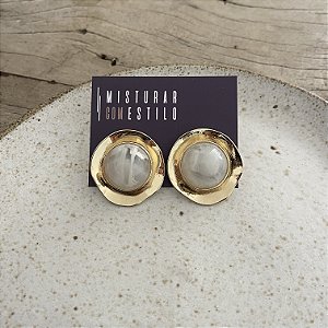 Brinco Petra Redondo Liso - Marfim