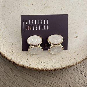 Brinco Petra Pedra Duplo Chata - Madrepérola