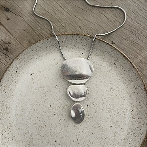 Colar Três Chapas Orgânicas - Ródio