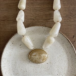 Colar Boho Pedras Max - Marfim