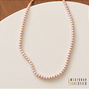 Colar Pedras Naturais - P - Rosa Bebe Degrade
