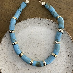Colar Boho de Resina com Entremeios - Turquesa
