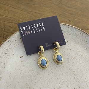 Brinco Petra Canelado Pedra - Azul Rajado