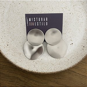 Brinco Lumiére Chapa Orgânica Dupla - Rodio Fosco