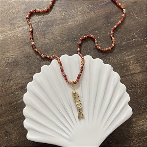 Colar Murano Peixe - Laranja - Longo