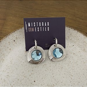 Brinco Petra Redondo - Áqua - Ródio