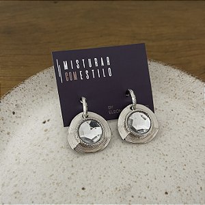 Brinco Petra Redondo - Cristal - Ródio