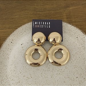 Brinco Bolão Disco Vazado - Dourado