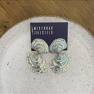 Brinco Concha Dupla - Turquesa