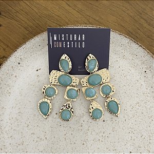 Brinco Lumière Martelado Turquesa