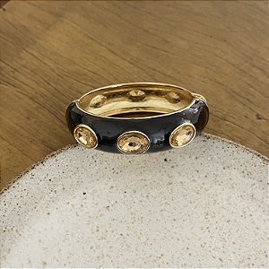 Bracelete Boho Esmaltado com Pedras - Preto