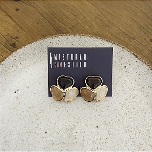 Brinco Petra Resina - Coração - Nude