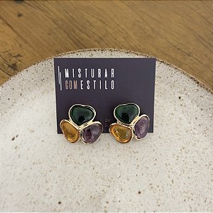 Brinco Petra Resina - Coração - Colors