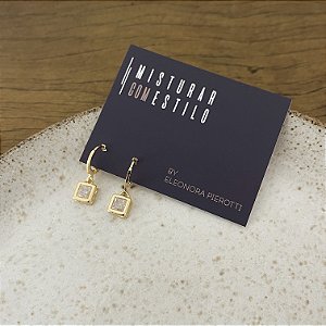 Argola Betina Cristal Quadrado - Dourado