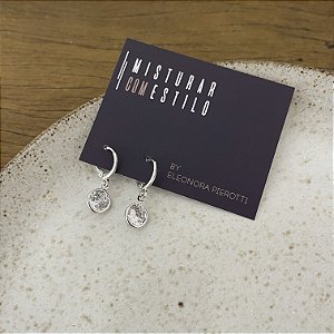 Argola Betina Cristal - G - Ródio