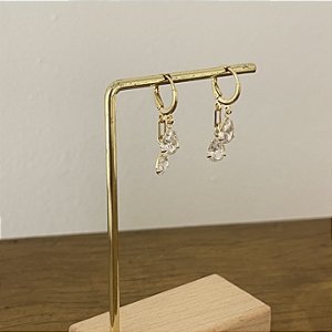 Argola Betina Duplo Cristal Gota - Dourado