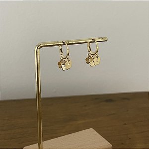 Argola Betina Trio Chapa Flor - Dourado